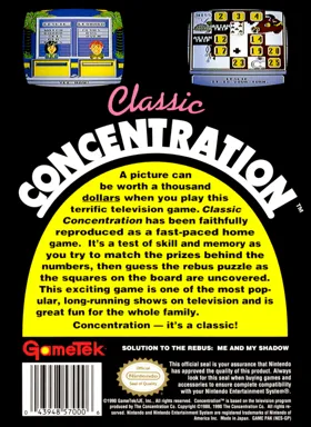 Classic Concentration (USA) box cover back